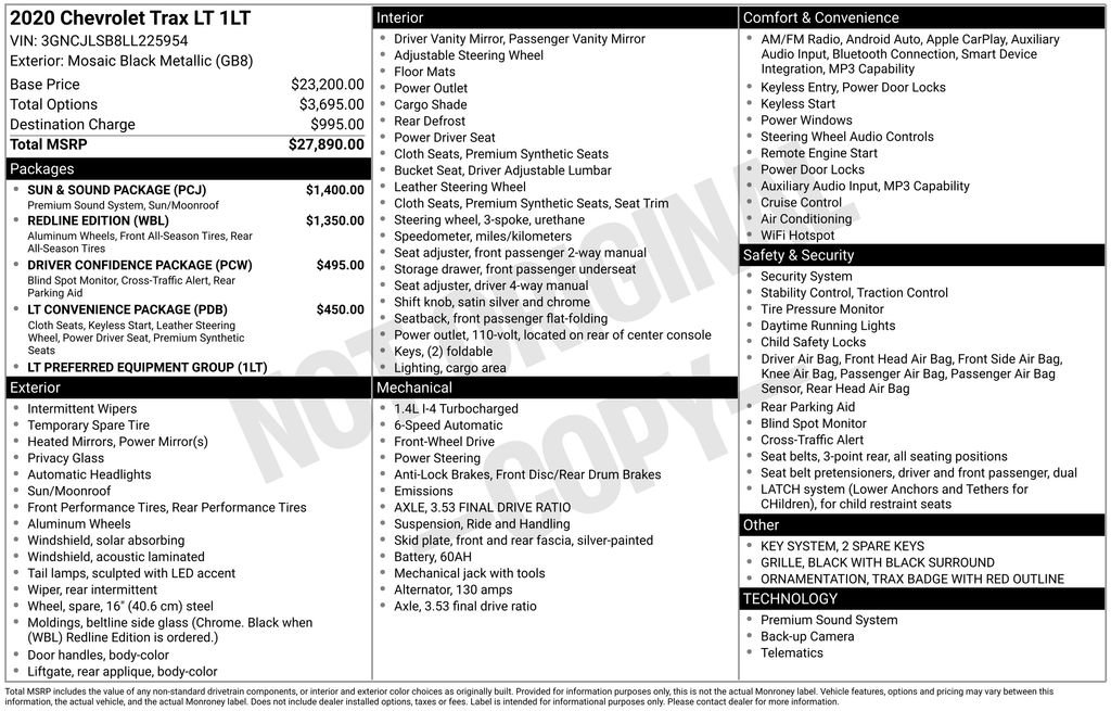 Used 2020 Chevrolet Trax LT w/ Sun & Sound Package FWD image 7