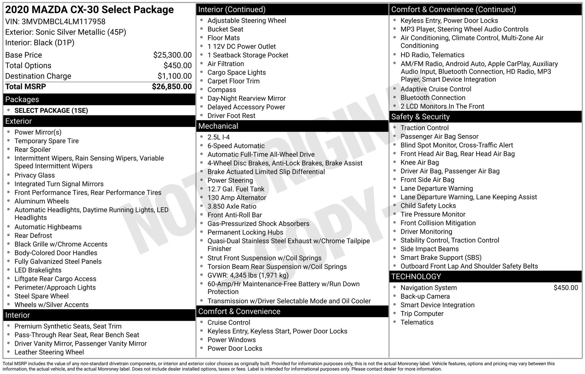 Used 2020 MAZDA CX-30 AWD w/ Select Package image 3