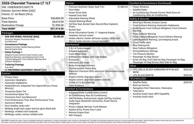 Used 2026 Chevrolet Traverse LT w/ Sun and Wheel Package FWD image 25