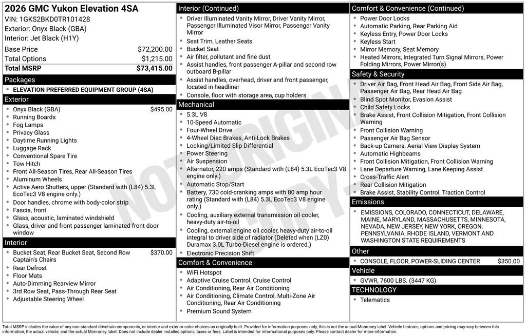 New 2026 GMC Yukon Elevation image 16