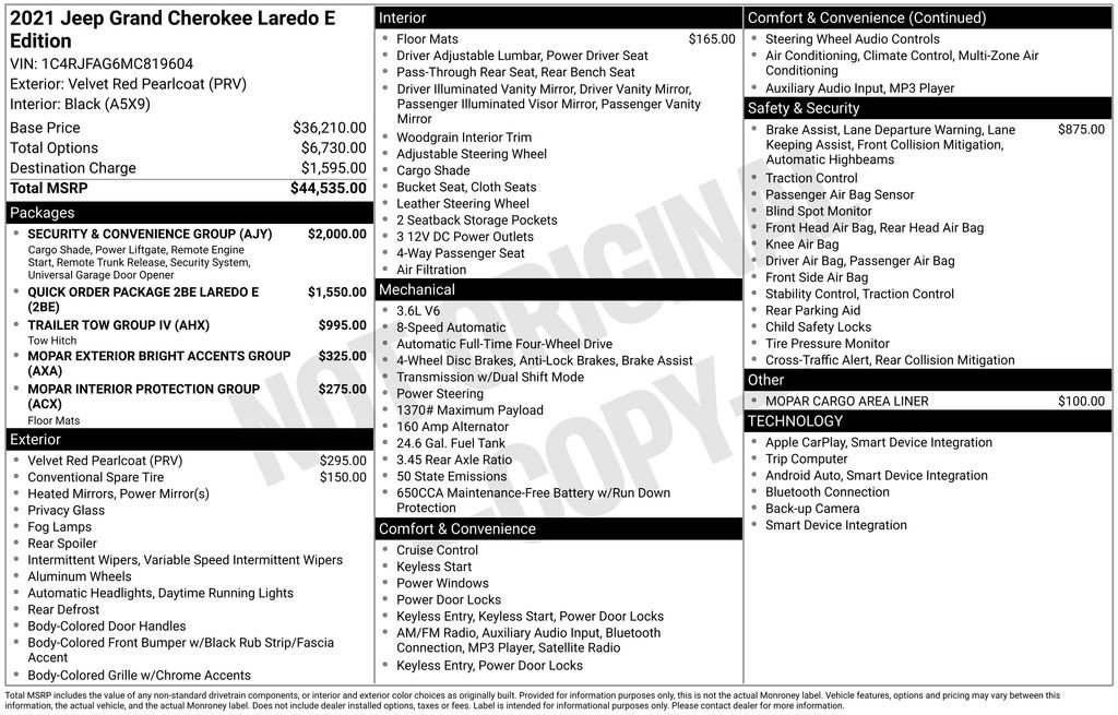 Used 2021 Jeep Grand Cherokee Laredo w/ Security & Convenience Group image 17