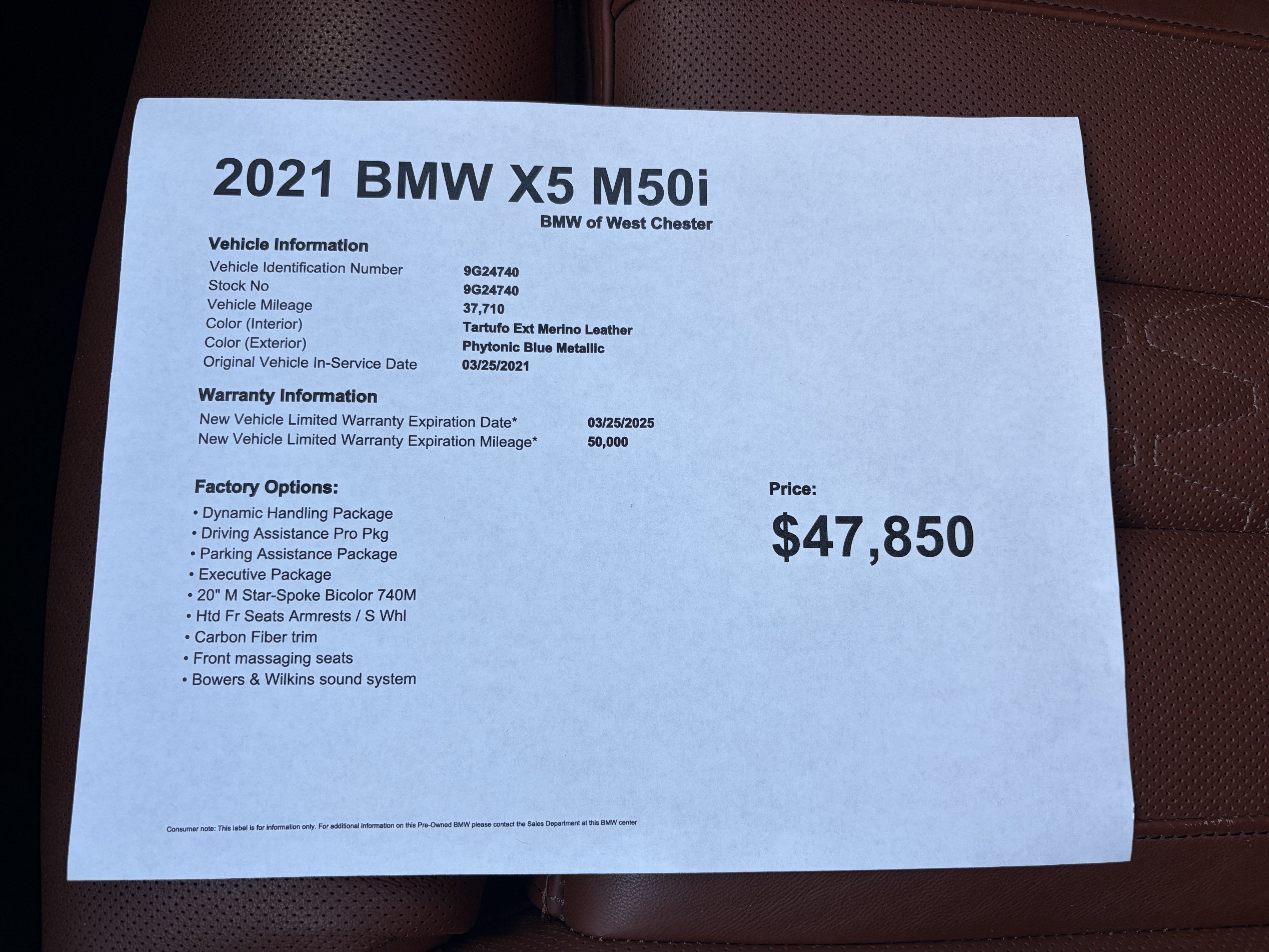 Used 2021 BMW X5 M50i w/ Executive Package AWD/4WD image 18