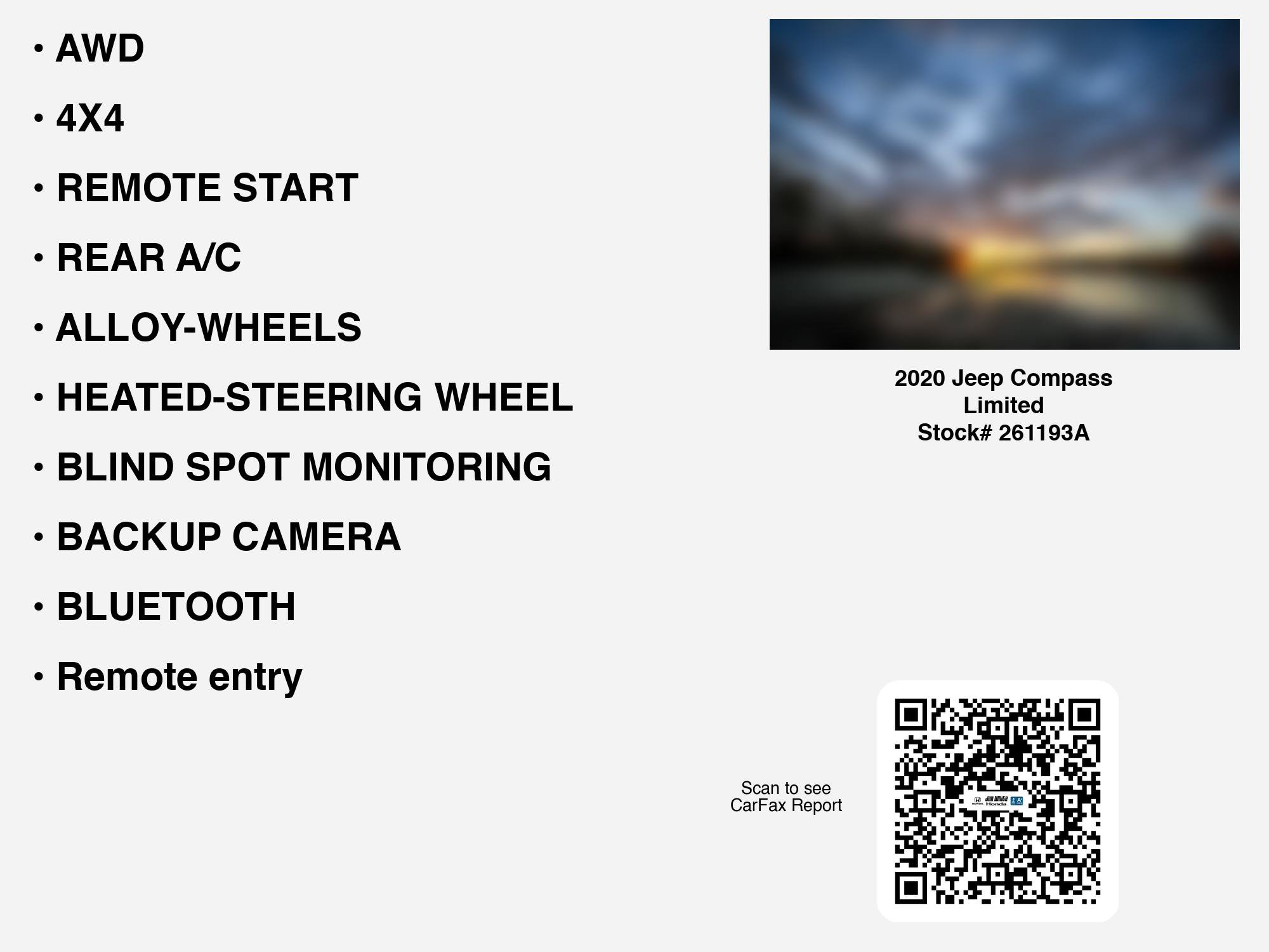 Used 2020 Jeep Compass Limited w/ Safety & Security Group AWD/4WD image 7