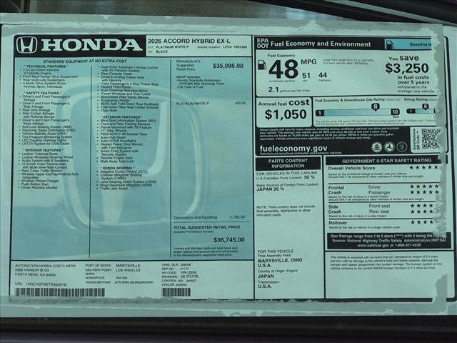 New 2026 Honda Accord EX-L image 17