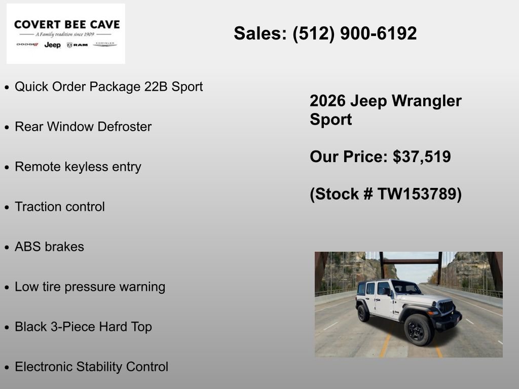 New 2026 Jeep Wrangler Unlimited Sport AWD/4WD image 6