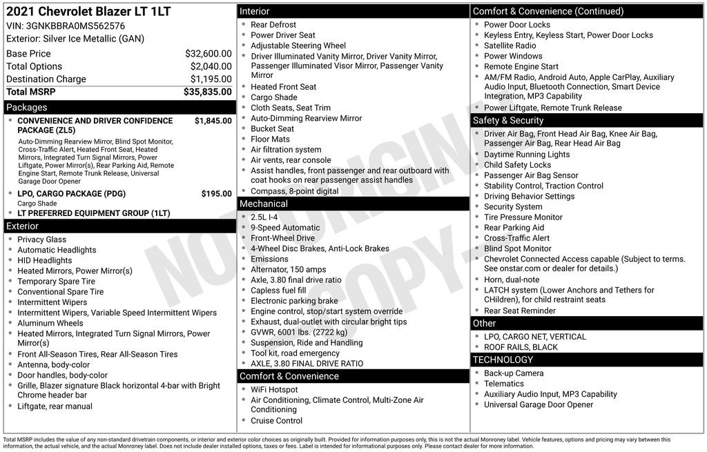 Certified 2021 Chevrolet Blazer LT FWD image 6