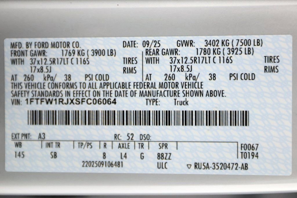 Used 2025 Ford F150 Raptor w/ Equipment Group 803A Raptor R image 61