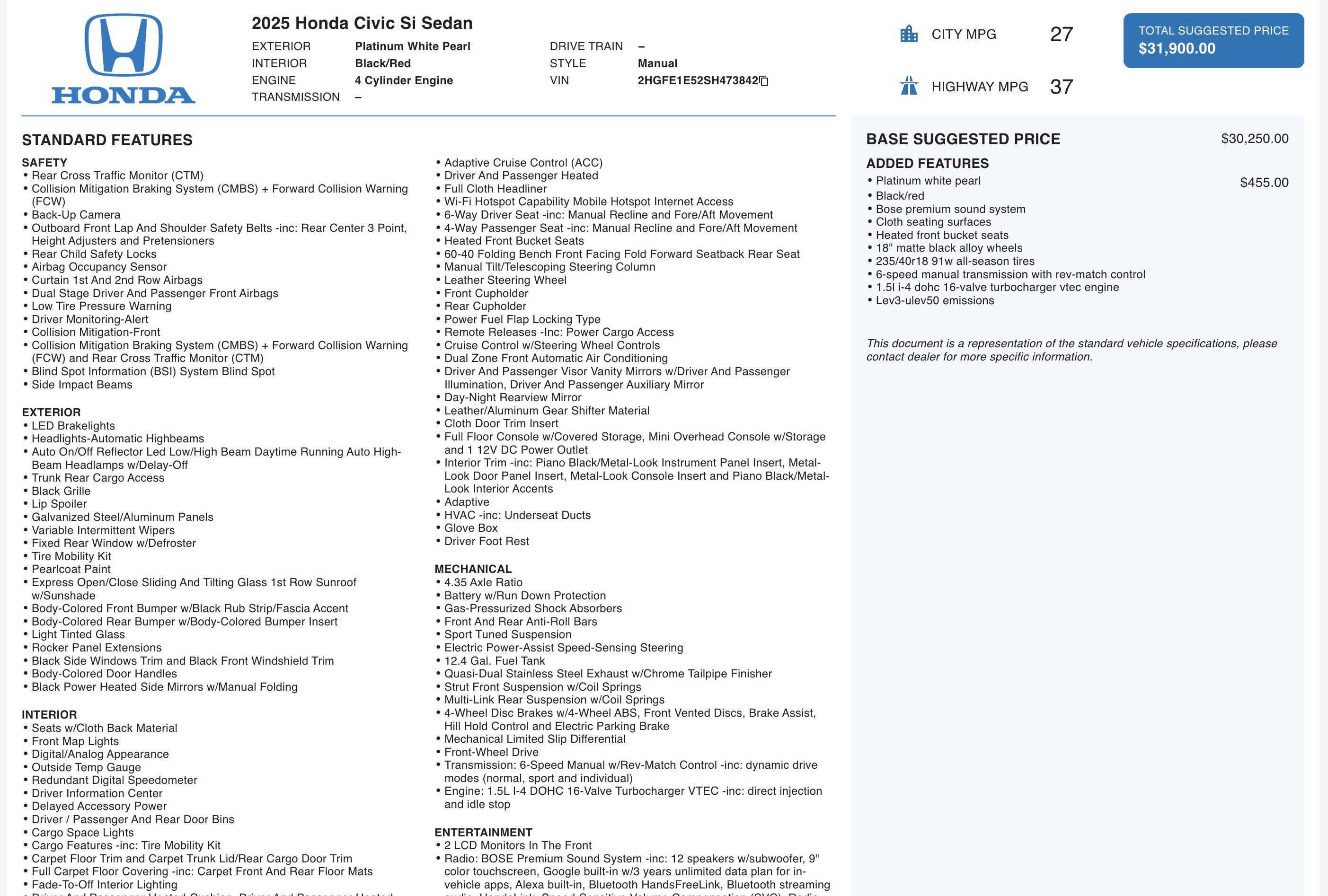 Used 2025 Honda Civic Si image 5