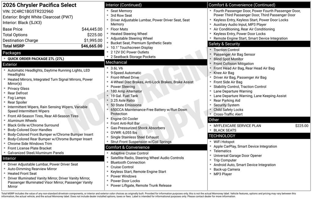 New 2026 Chrysler Pacifica Select FWD image 6
