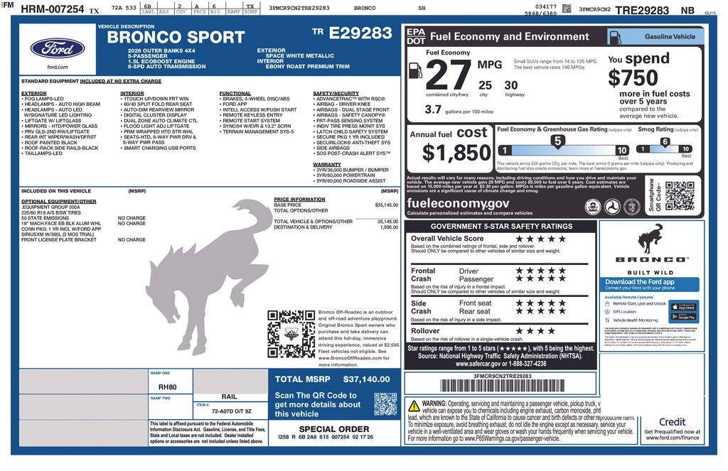 Used 2026 Ford Bronco Sport Outer Banks AWD/4WD image 5