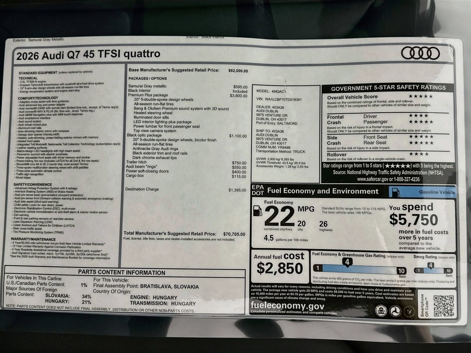 New 2026 Audi Q7 2.0T Premium Plus AWD/4WD image 47