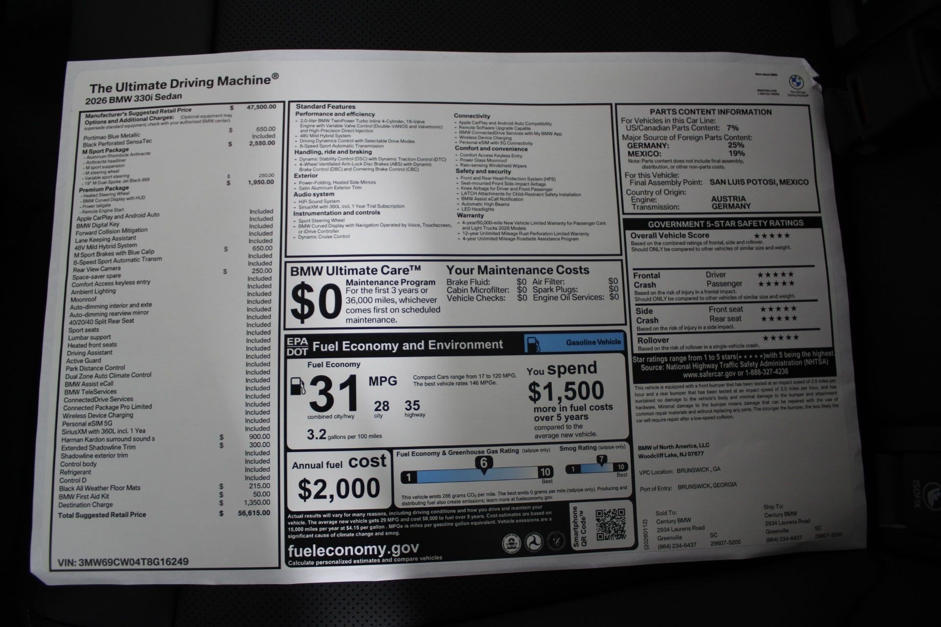 New 2026 BMW 330i Sedan w/ M Sport Package RWD image 20