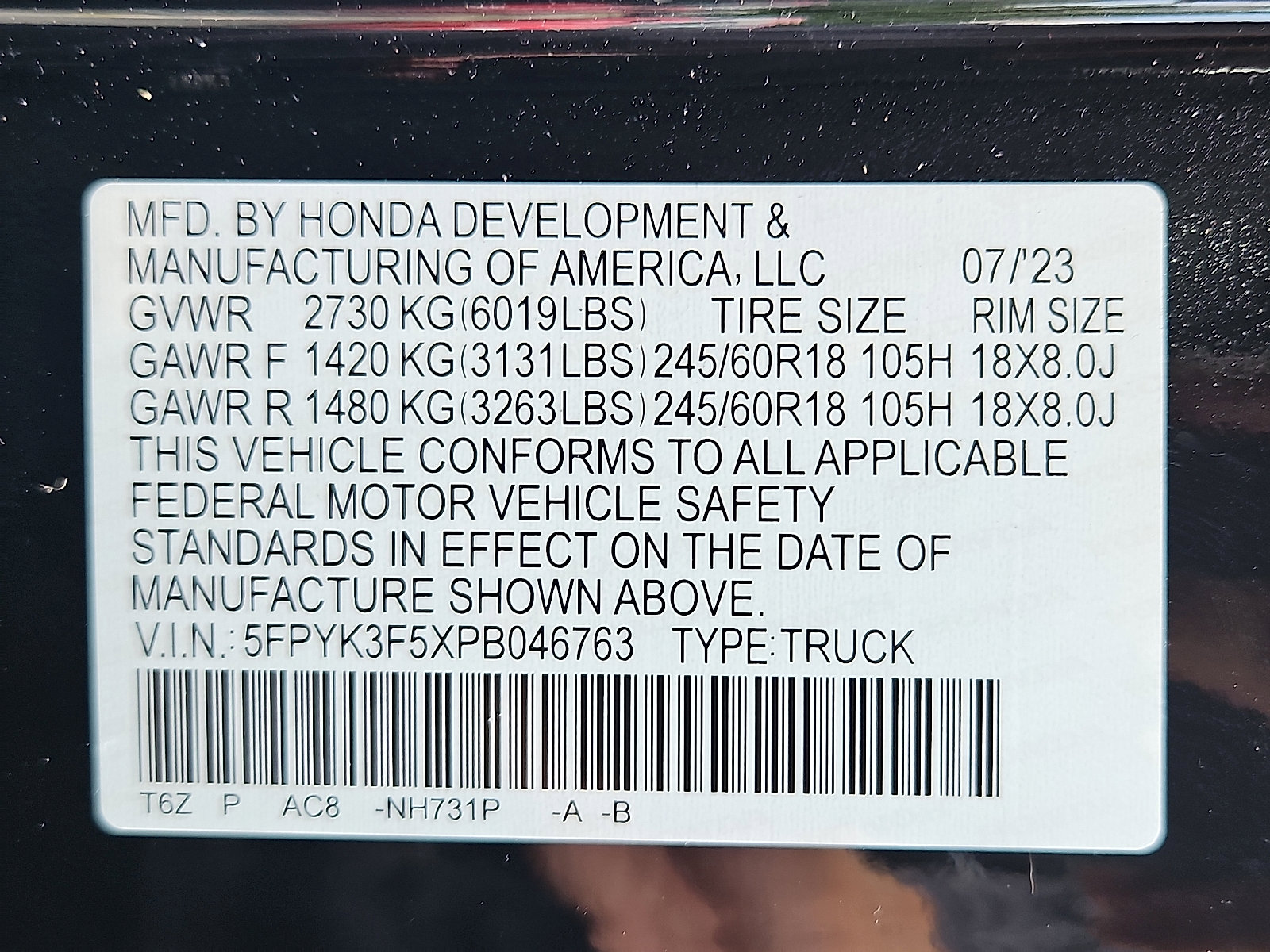Certified 2023 Honda Ridgeline RTL image 26