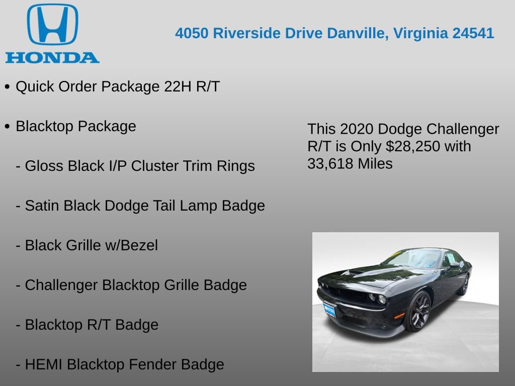 Used 2020 Dodge Challenger R/T w/ Blacktop Package RWD image 7