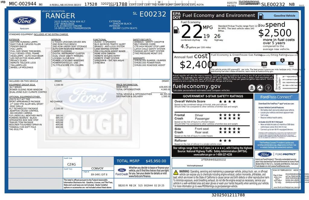 Used 2025 Ford Ranger XLT w/ Equipment Group 301A High AWD/4WD image 39