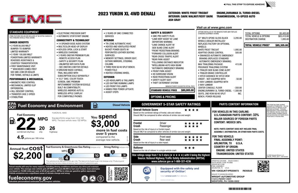 Used 2023 GMC Yukon XL Denali w/ Max Trailering Package AWD/4WD image 4