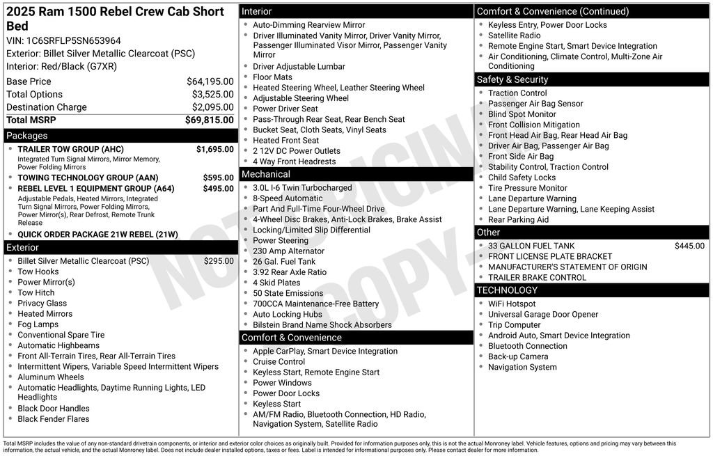 Used 2025 RAM 1500 Rebel w/ Trailer Tow Group AWD/4WD image 41