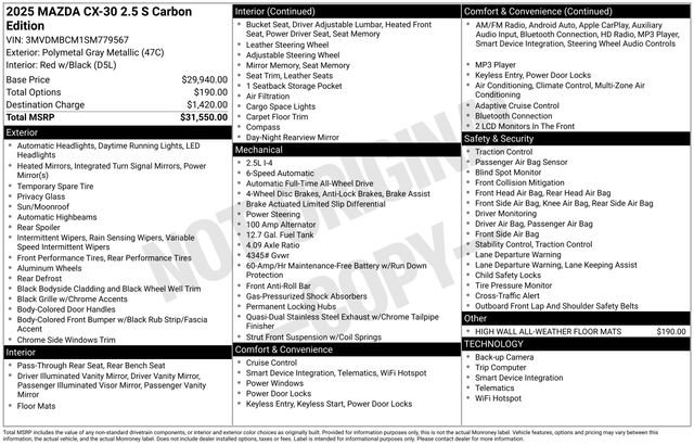 Used 2025 MAZDA CX-30 AWD 2.5 S w/ Preferred Package image 4