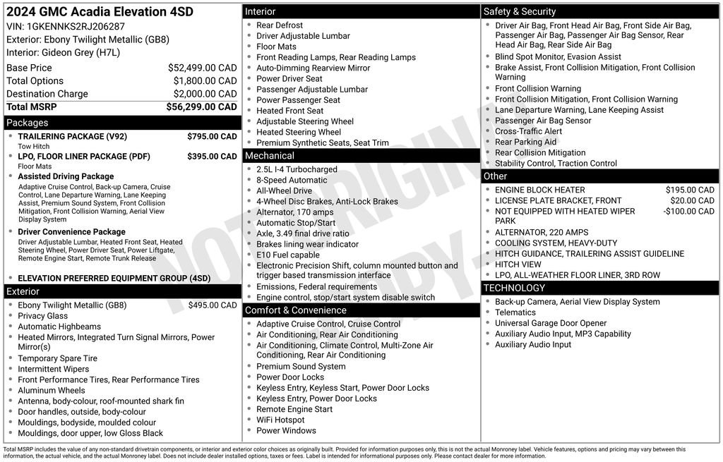 Used 2024 GMC Acadia Elevation w/ Trailering Package AWD/4WD image 34