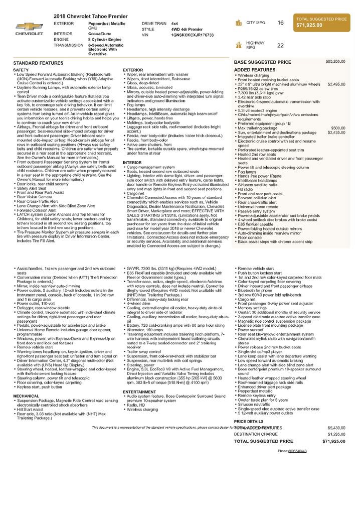 Used 2018 Chevrolet Tahoe Premier image 3