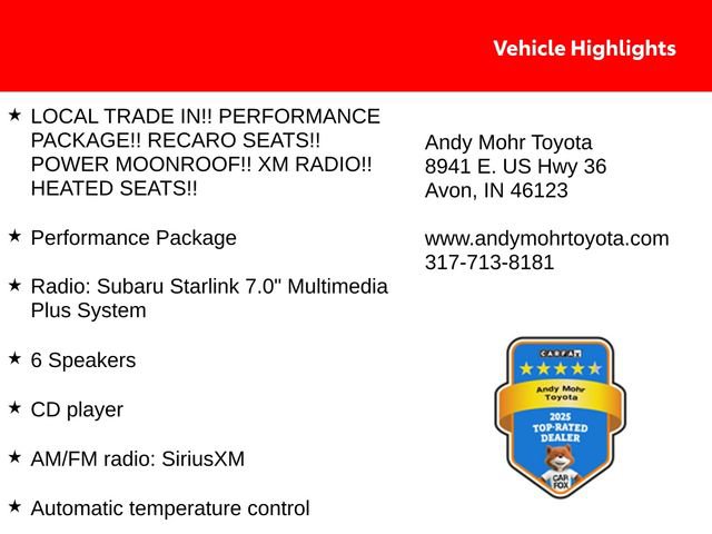 Used 2018 Subaru WRX Premium w/ Performance Package AWD/4WD video 2