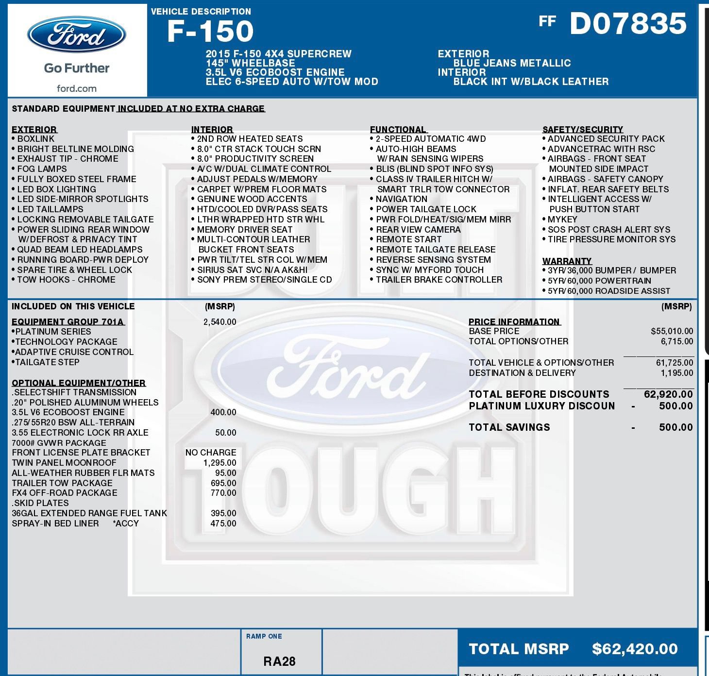 Used 2015 Ford F150 Platinum w/ Equipment Group 701A Luxury AWD/4WD image 4