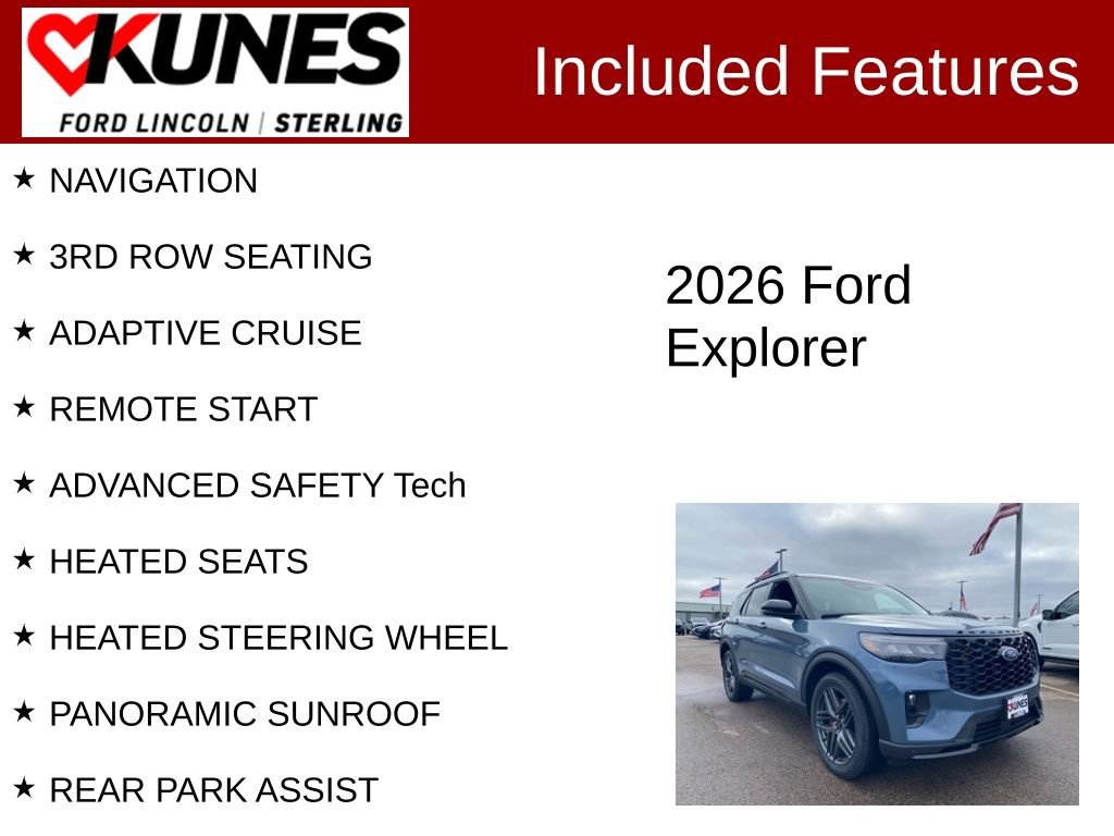 New 2026 Ford Explorer ST w/ Sun And Sound Package image 3