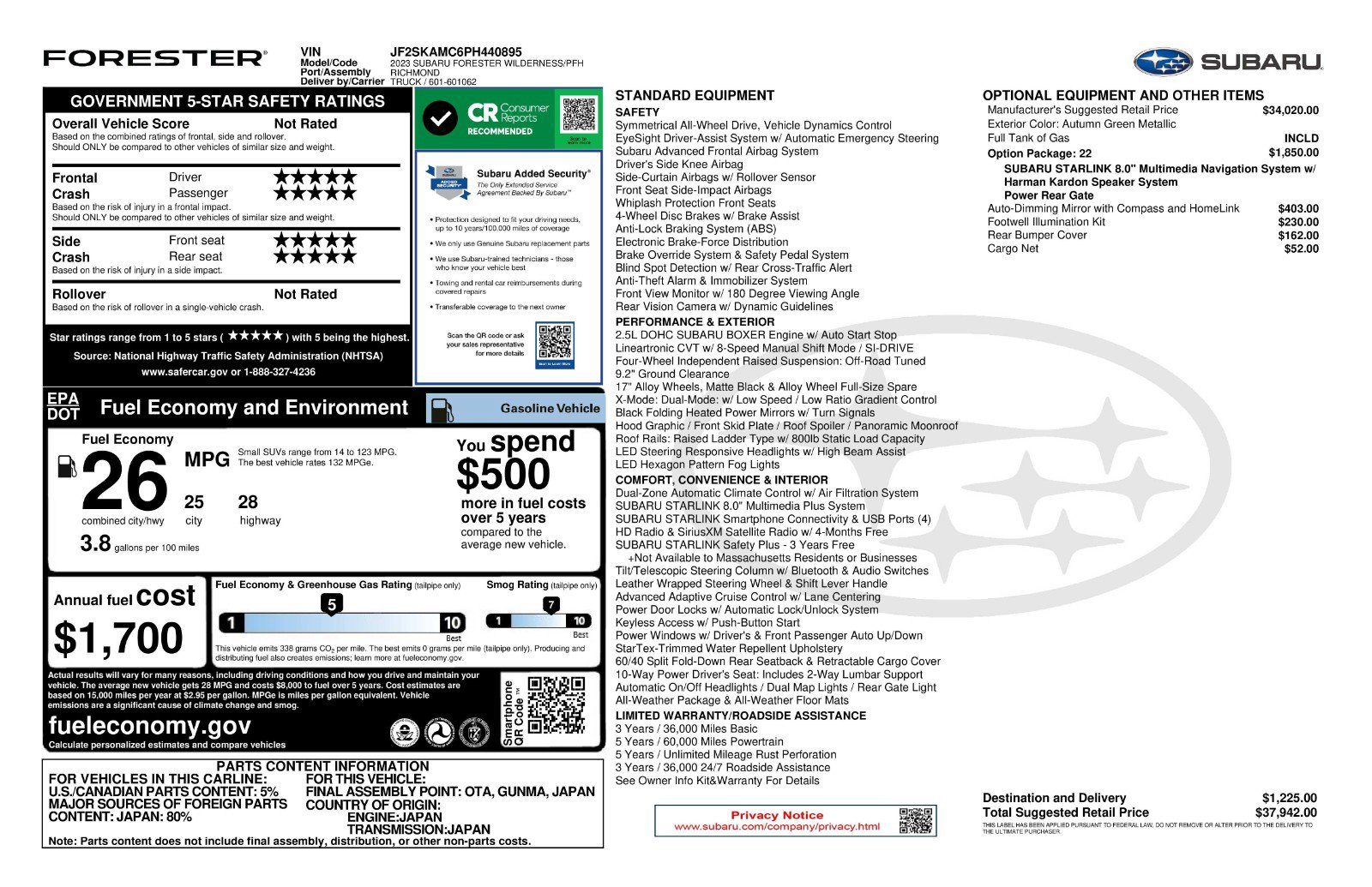 Certified 2023 Subaru Forester Wilderness image 11