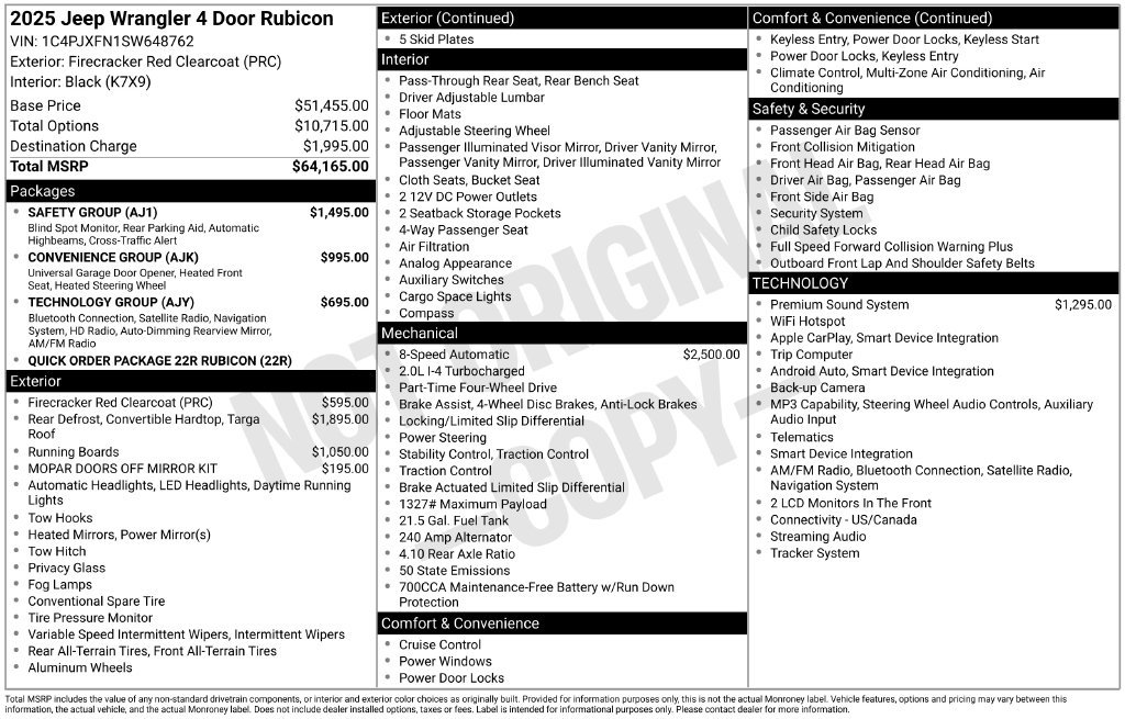 Certified 2025 Jeep Wrangler Unlimited Rubicon w/ Safety Group AWD/4WD image 45
