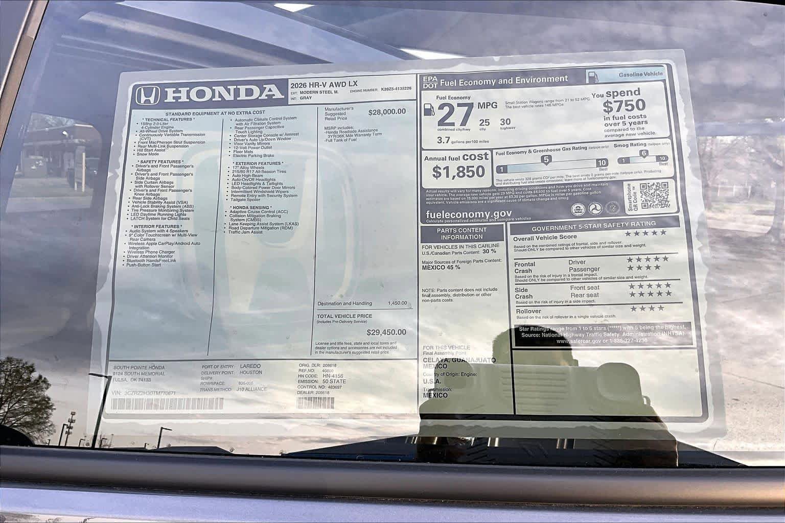 New 2026 Honda HR-V LX image 21