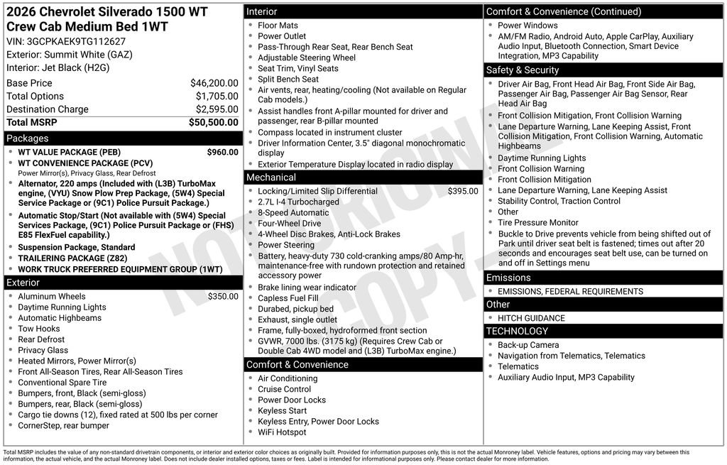 New 2026 Chevrolet Silverado 1500 W/T w/ WT Value Package image 31