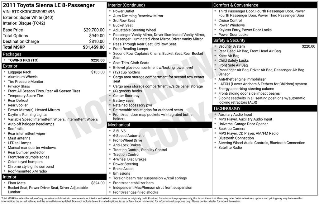 Used 2011 Toyota Sienna LE w/ Towing Pkg FWD image 2