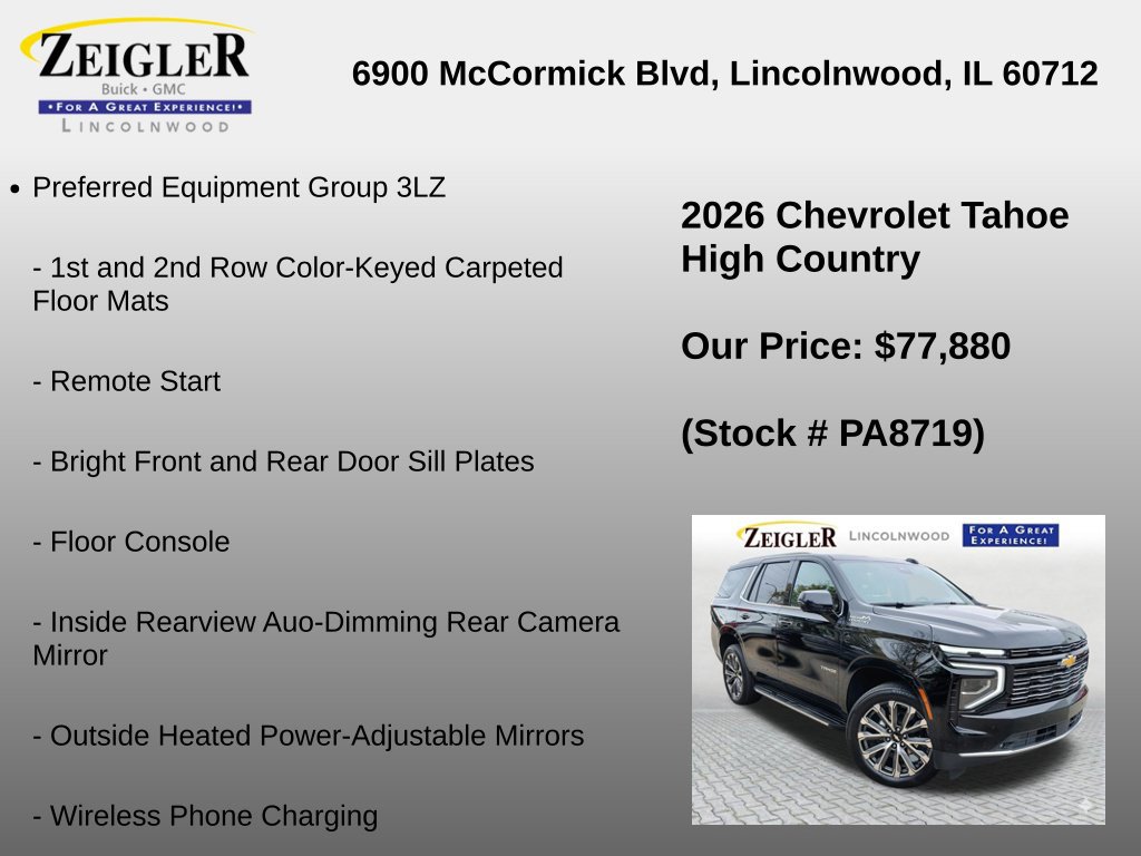 Certified 2026 Chevrolet Tahoe High Country w/ Sun And Tow Package AWD/4WD image 12