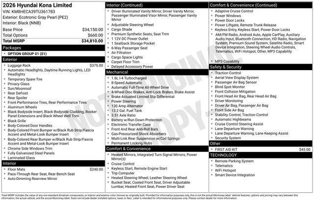 New 2026 Hyundai Kona Limited image 4