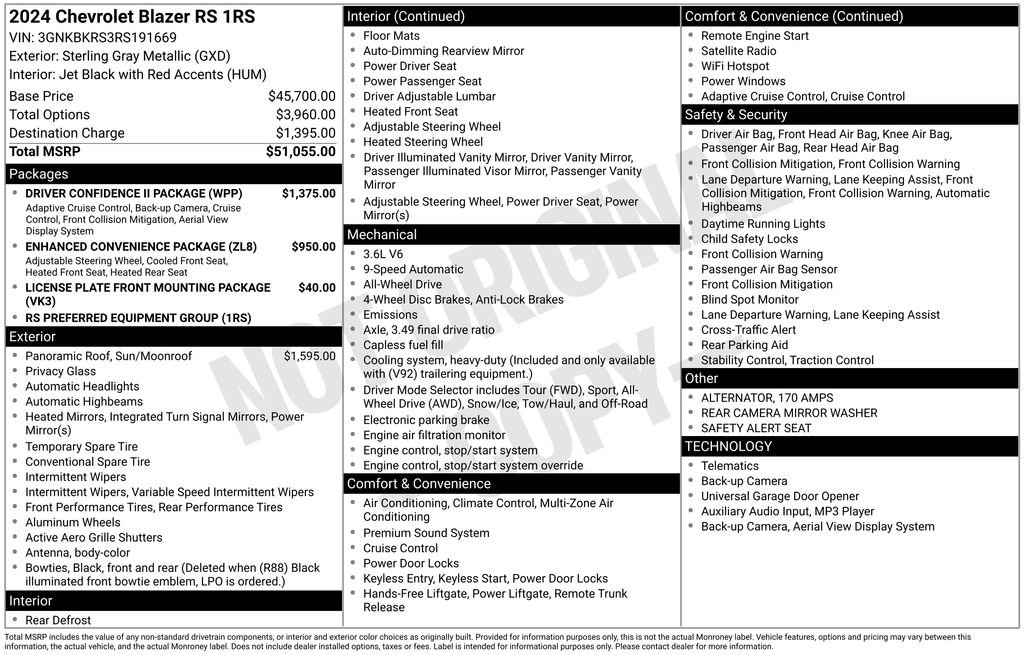 Certified 2024 Chevrolet Blazer RS w/ Driver Confidence II Package image 4