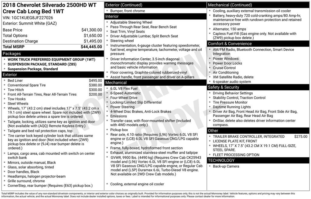 Used 2018 Chevrolet Silverado 2500 W/T image 3