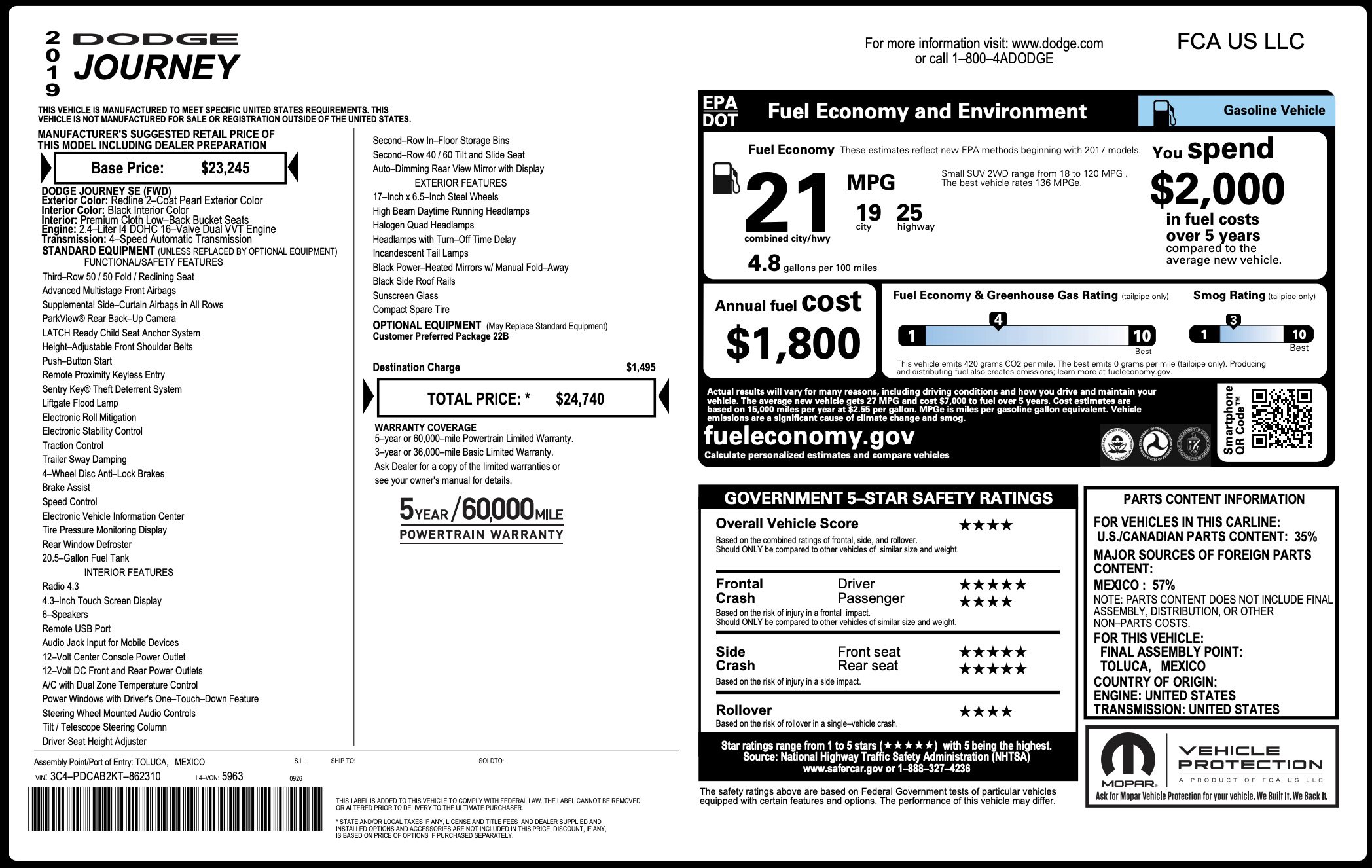 Used 2019 Dodge Journey SE image 2