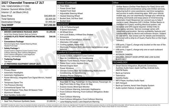 New 2027 Chevrolet Traverse LT w/ Driver Confidence Package AWD/4WD image 29