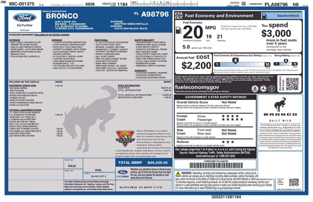 Certified 2023 Ford Bronco Big Bend AWD/4WD image 35