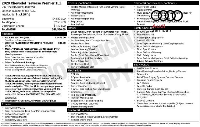 Used 2020 Chevrolet Traverse Premier w/ Redline Edition FWD image 44