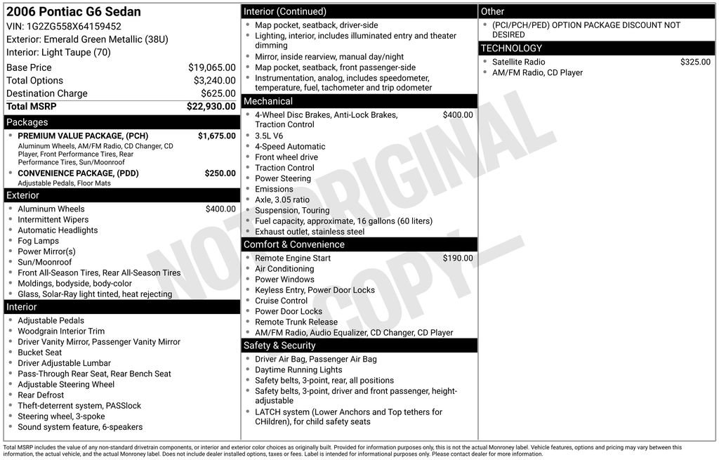 Used 2006 Pontiac G6 Sedan w/ Premium Value Package FWD image 15
