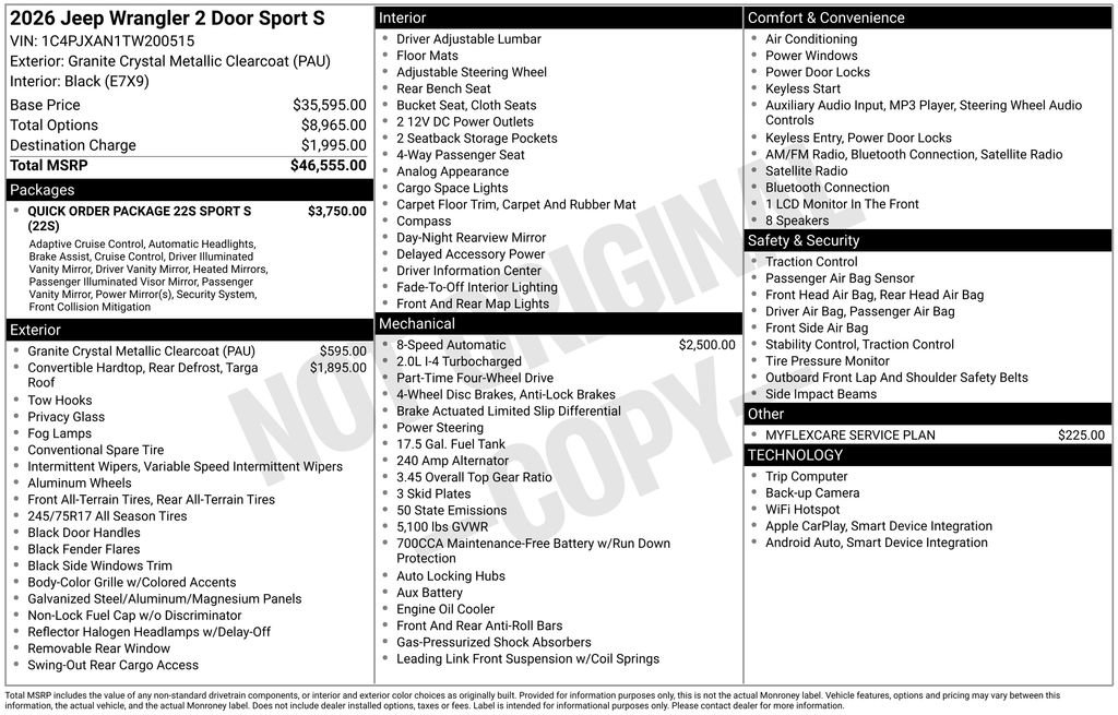 New 2026 Jeep Wrangler Sport AWD/4WD image 15