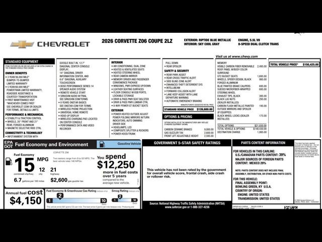 New 2026 Chevrolet Corvette Z06 image 1