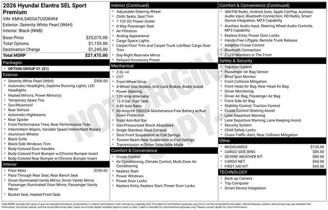 New 2026 Hyundai Elantra SEL Sport Premium FWD image 18