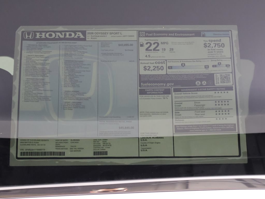 New 2026 Honda Odyssey Sport-L image 26
