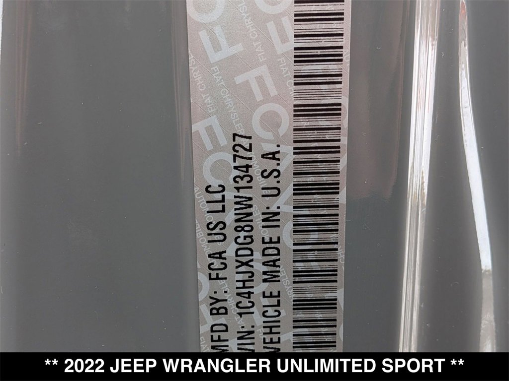 Used 2022 Jeep Wrangler Unlimited Sport image 29