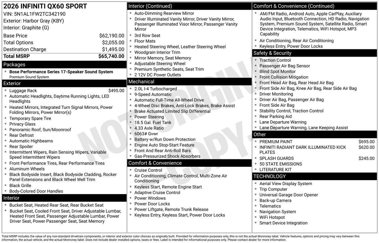 Certified 2026 INFINITI QX60 Sport AWD/4WD image 33