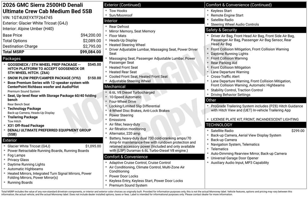 New 2026 GMC Sierra 2500 Denali Ultimate AWD/4WD image 4