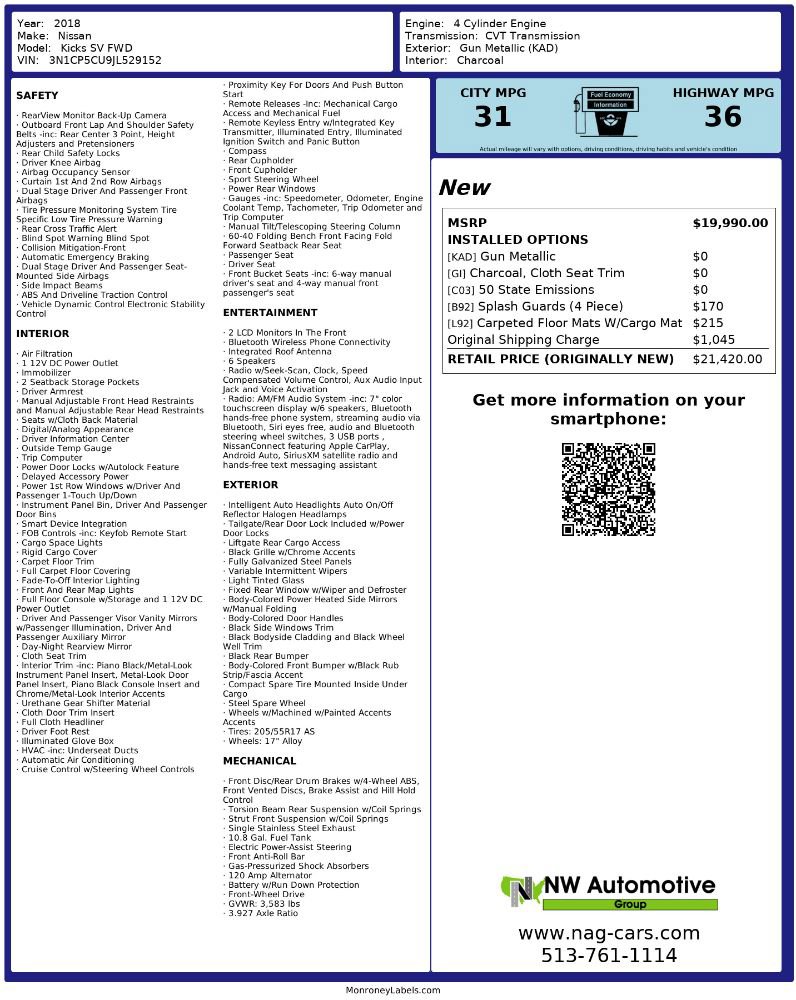 Used 2018 Nissan Kicks SV image 2