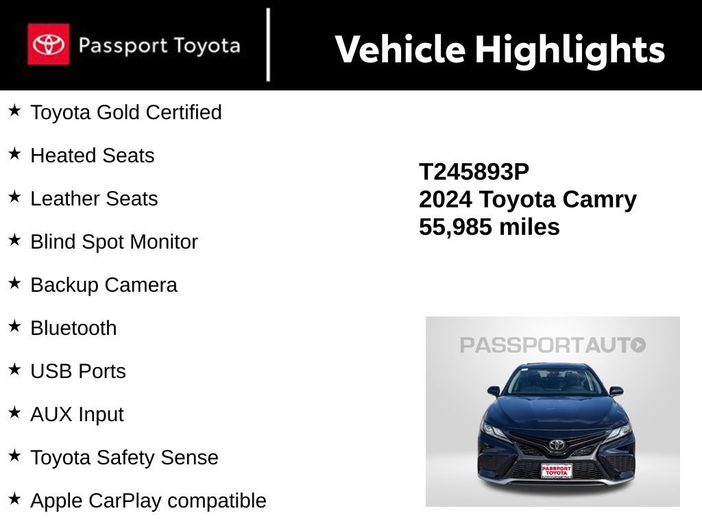 Certified 2024 Toyota Camry XSE FWD image 15